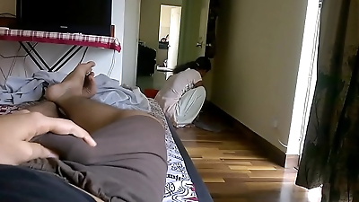 Indian Maid Showing Cleavage